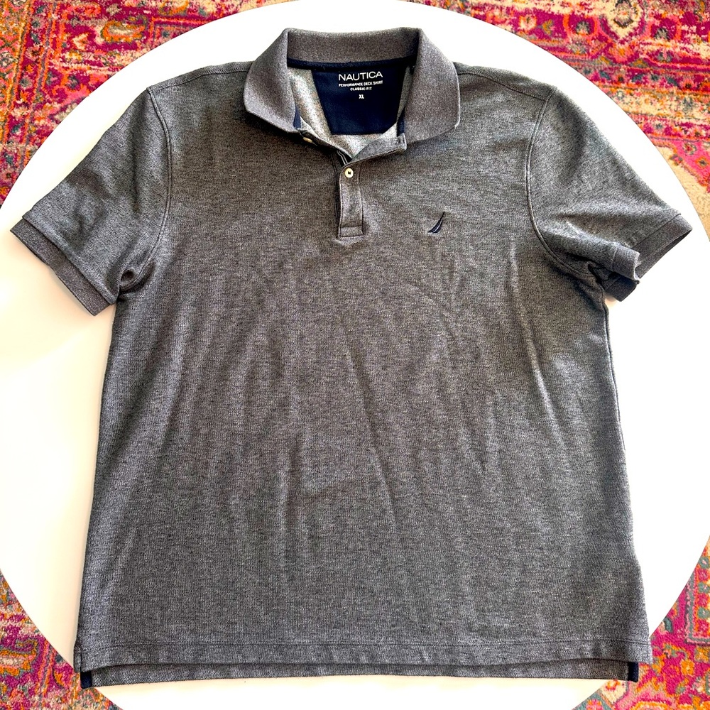 Nautica Gray Performance Deck Polo Shirt in Classic Fit